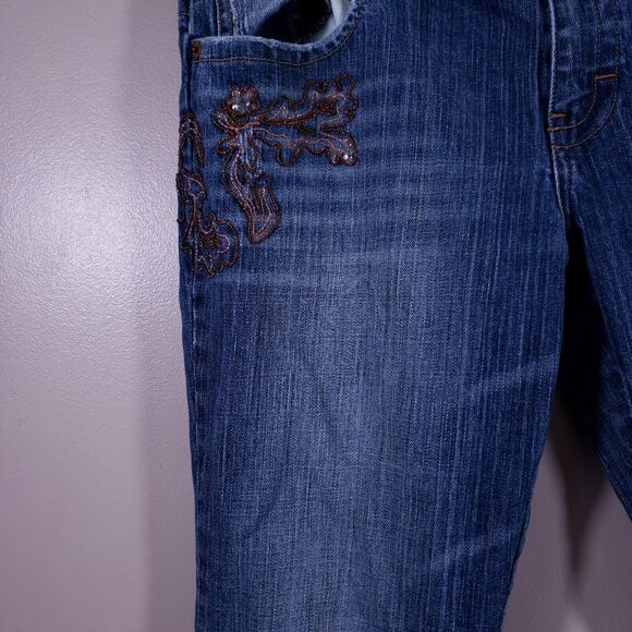 American Eagle Jeans Women's 34x30 Stretch Boot Distressed Embroidered Denim - Picture 13 of 16